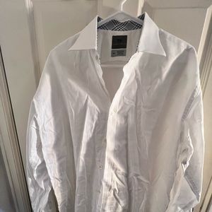 Thomas Dean Men's Long Sleeve Purple Button Up Dress Shirt With Flip Cuff Sz XL